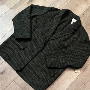 St. John's Bay - wool blend green and black plaid blazer NEW WITH TAGS